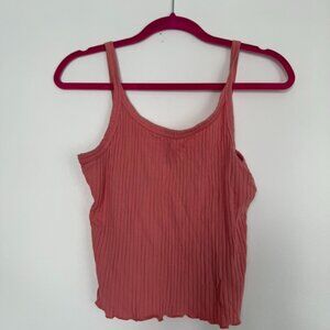 Old Navy Ribbed Crop Tank Pink Cotton Stretch Basic | Clean Girl Summer | L